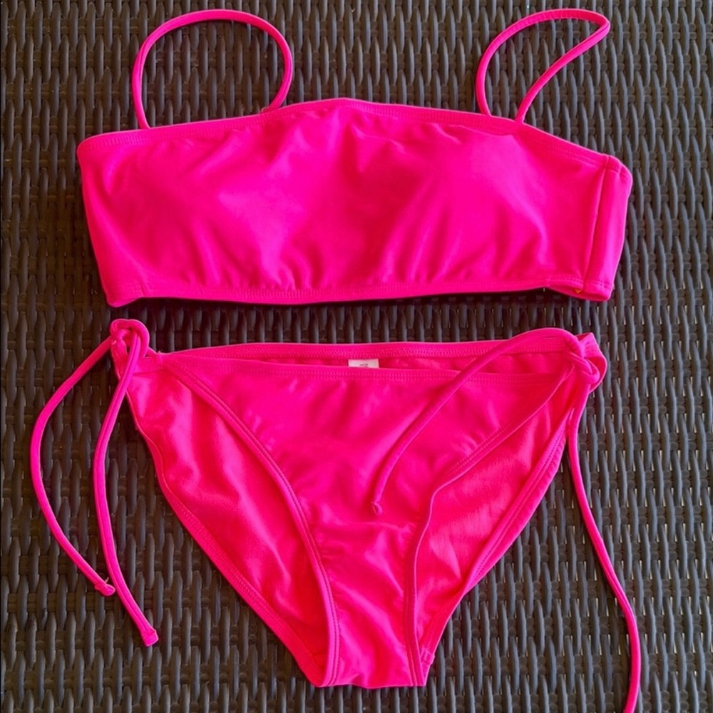 No Boundaries Neon Pink Bikini Swim Set Top L / Bottom M NWOT
